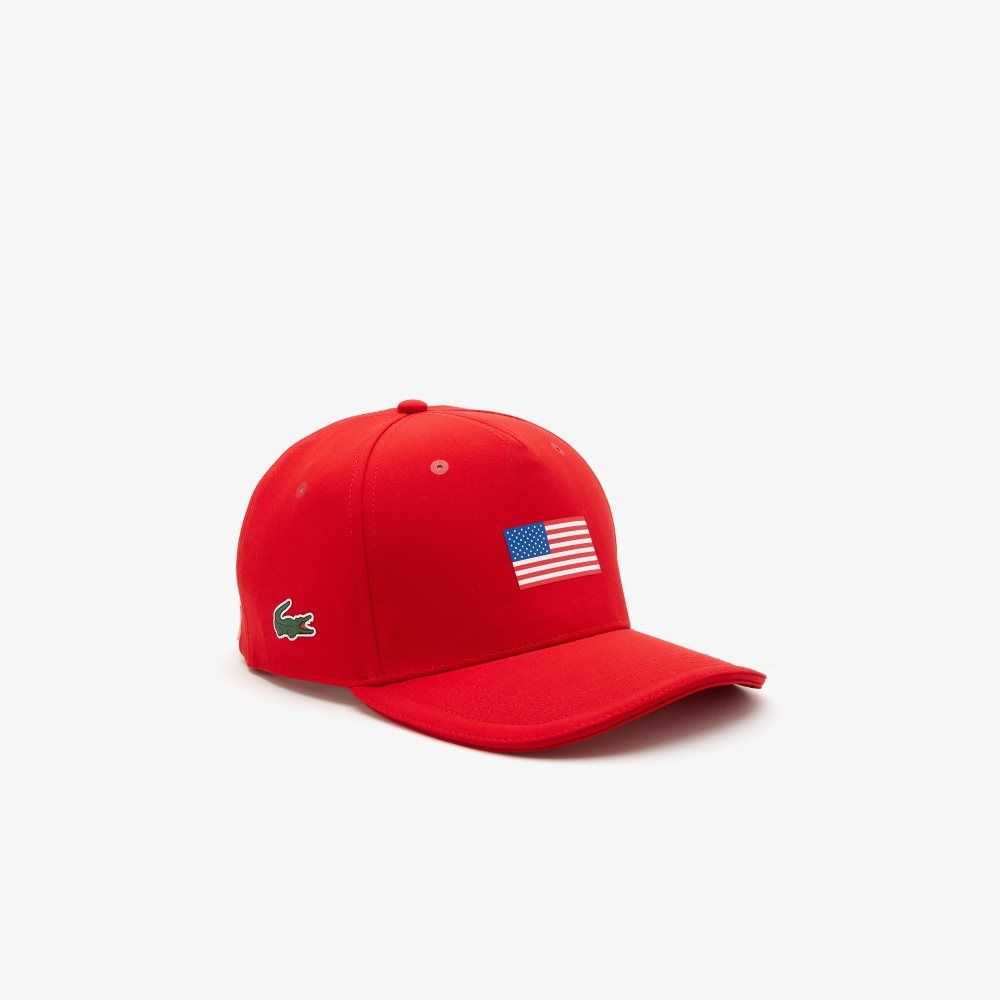 Lacoste Presidents Cup SPORT American Flag Adjustable Cap Red | TKL-517032