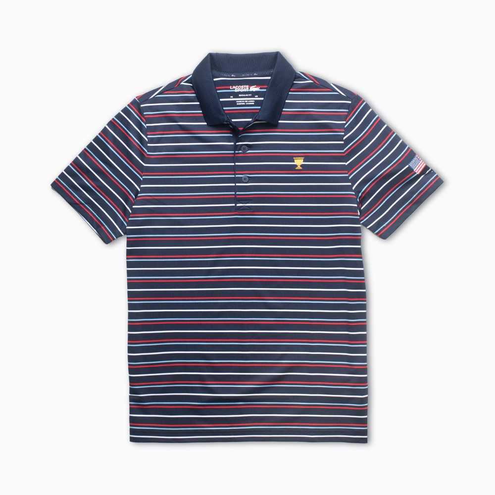 Lacoste Presidents Cup SPORT Striped Polo Navy Blue / White / Red / Blue | BNT-483295