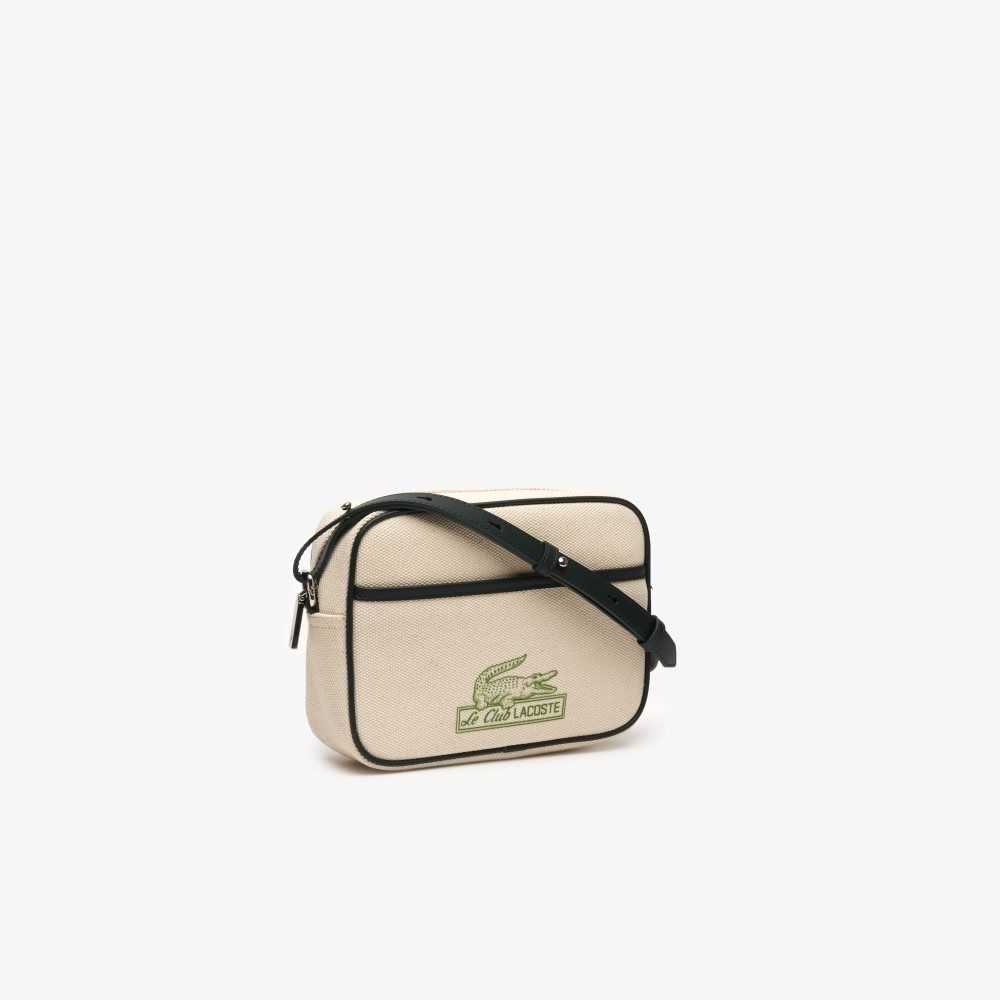 Lacoste Print Front Shoulder Bag Natural Sinople Estragon | NDF-645721