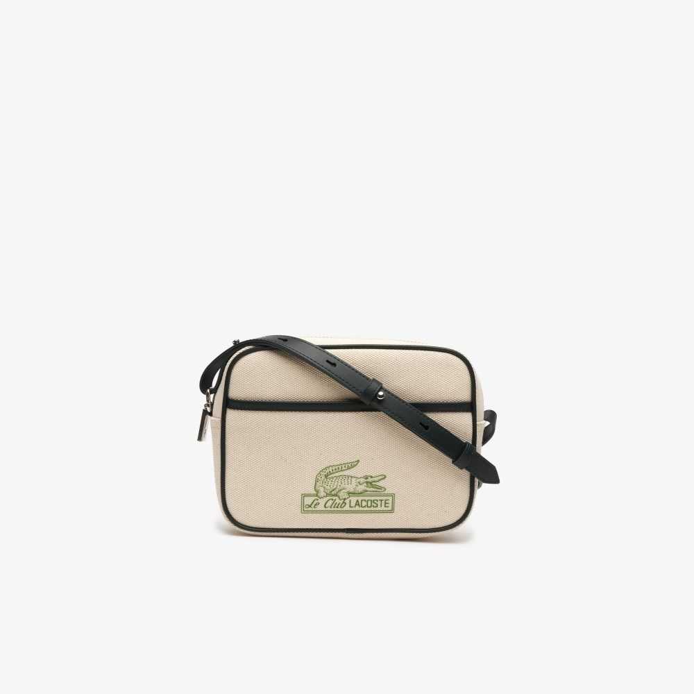 Lacoste Print Front Shoulder Bag Natural Sinople Estragon | NDF-645721