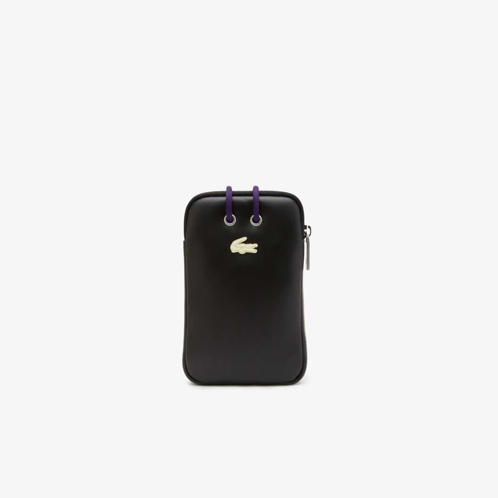 Lacoste Print Phone Holder Noir Blanc Samui | IQO-678193