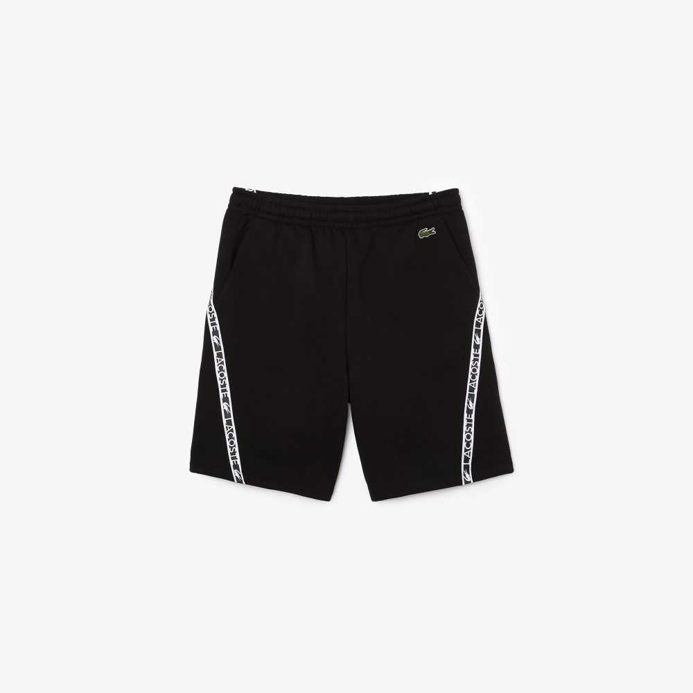 Lacoste Printed Bands Brushed Fleece Shorts Black | OAY-430795