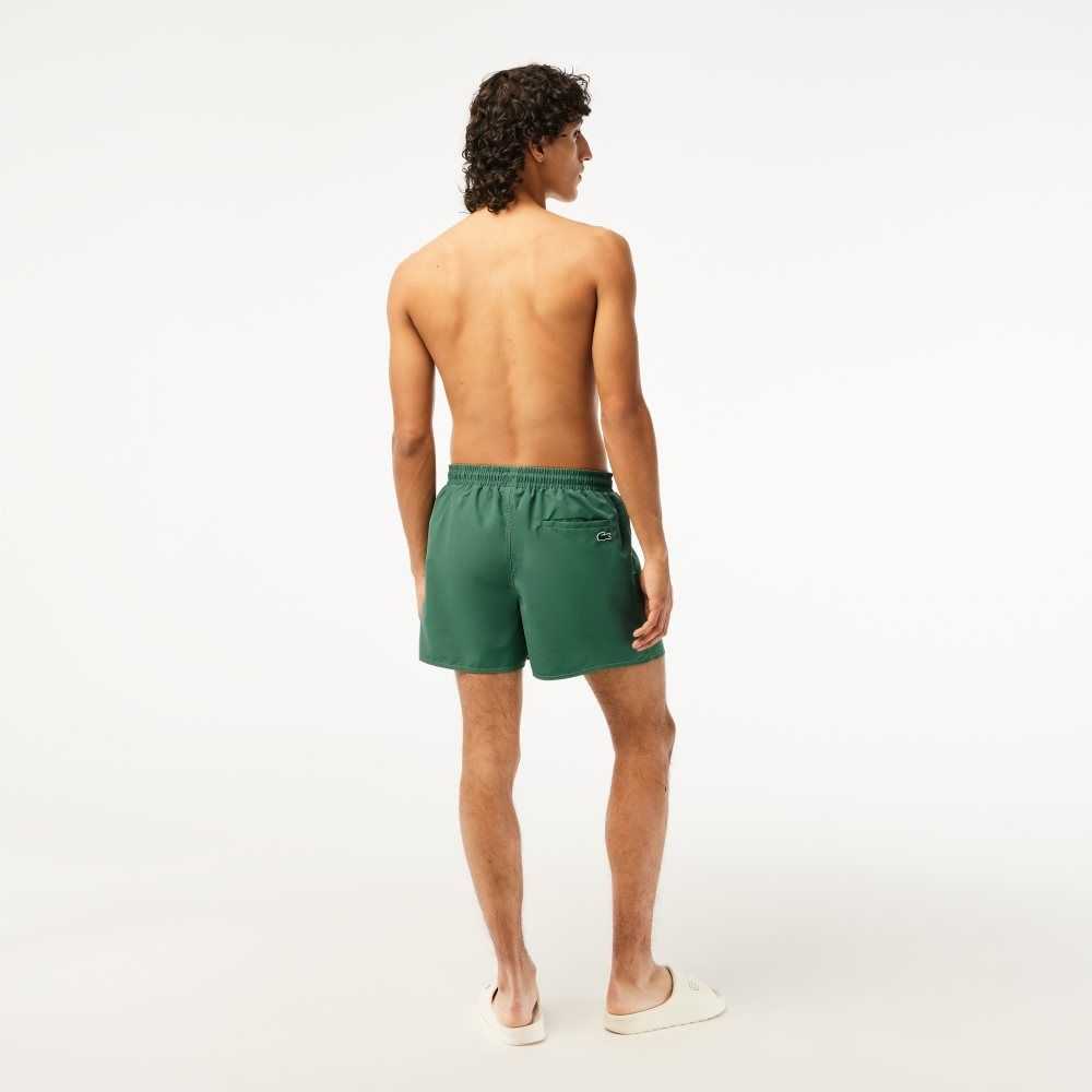 Lacoste Quick-Dry Swim Trunks with Integrated Lining Khaki Green | CBE-186024