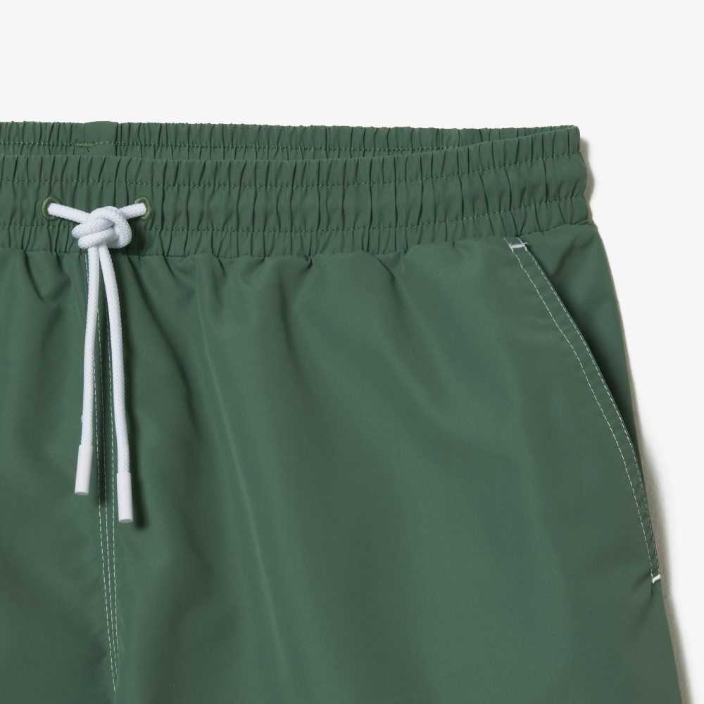 Lacoste Quick-Dry Swim Trunks with Integrated Lining Khaki Green | CBE-186024