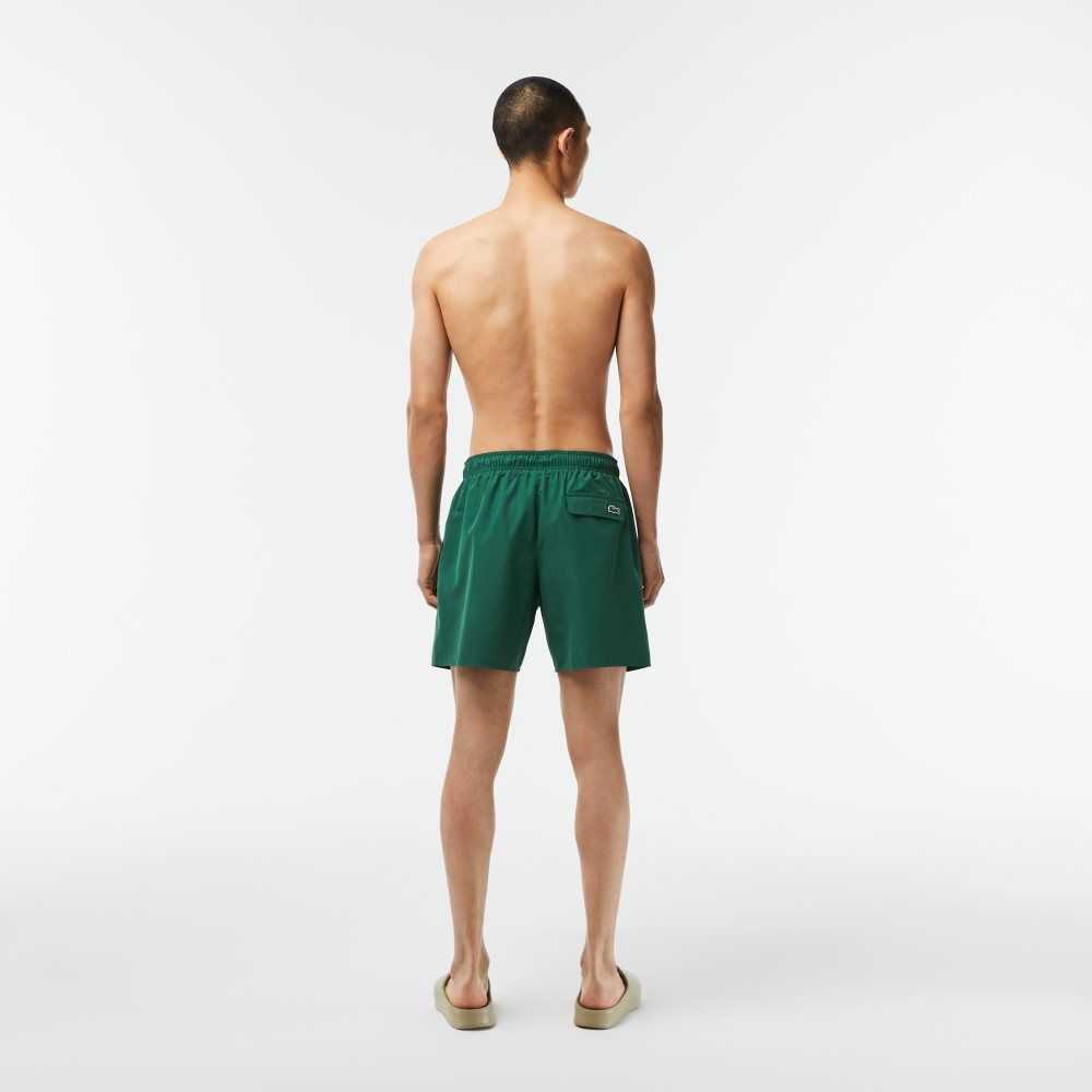 Lacoste Quick-Dry Swim Trunks with Travel Bag Green | RVL-451739