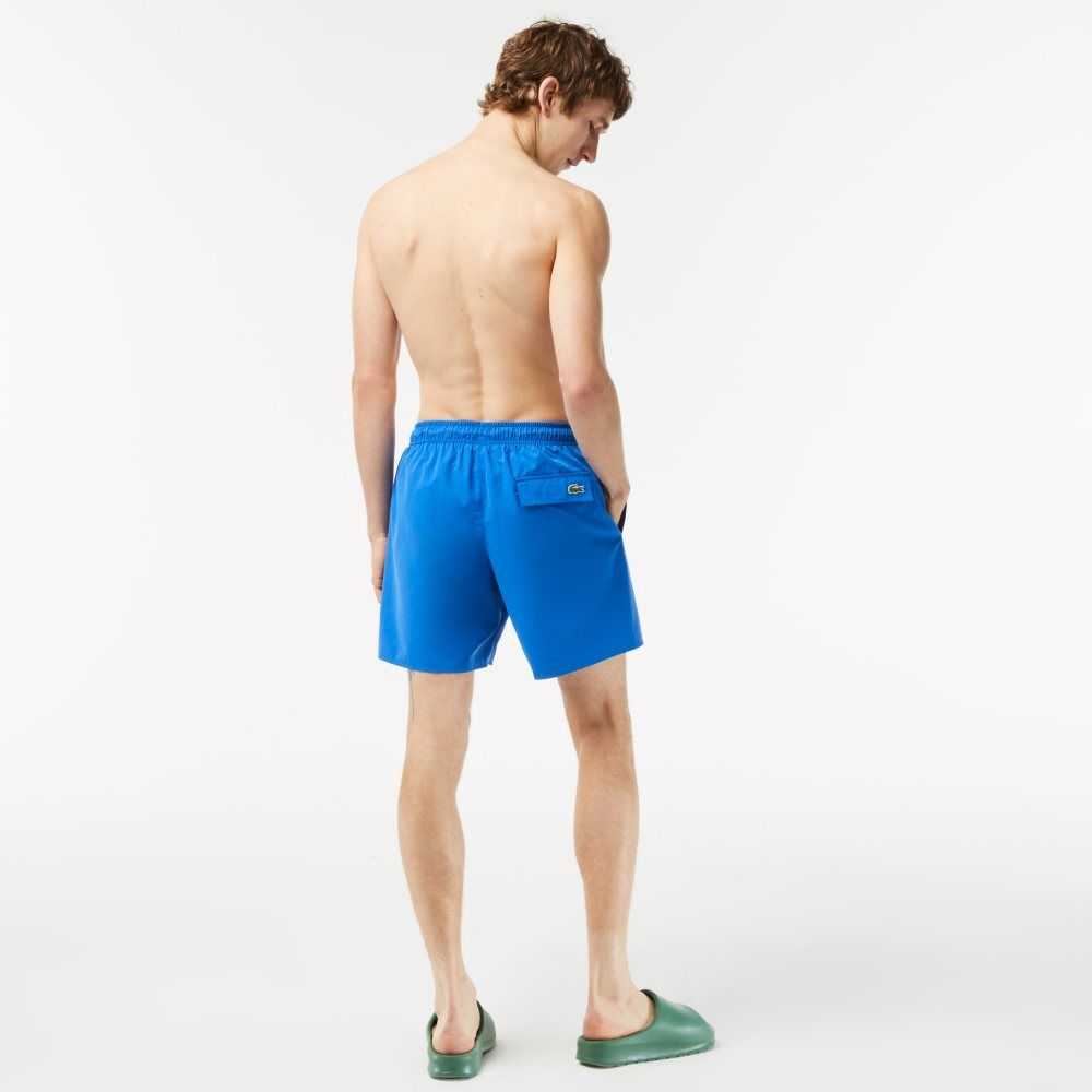 Lacoste Quick-Dry Swim Trunks with Travel Bag Blue | ZYQ-532769