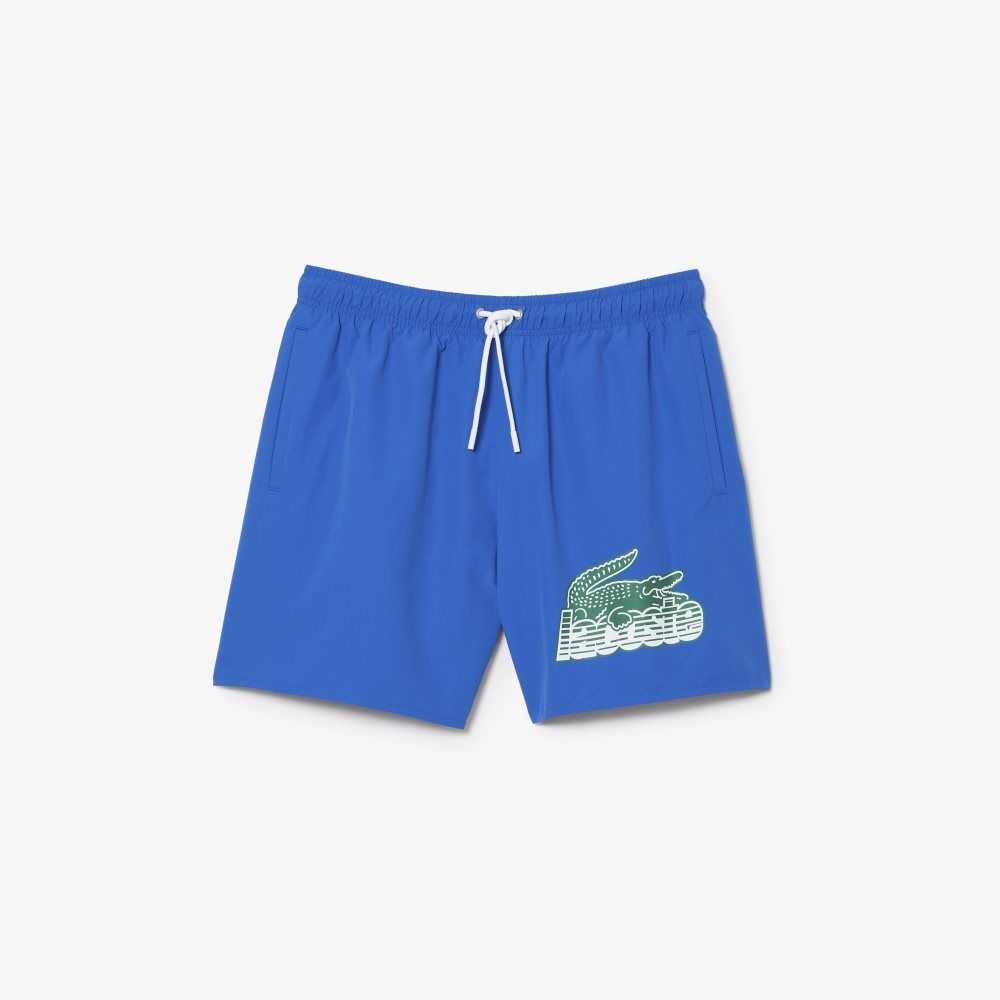 Lacoste Quick-Dry Swim Trunks with Travel Bag Blue | ZYQ-532769