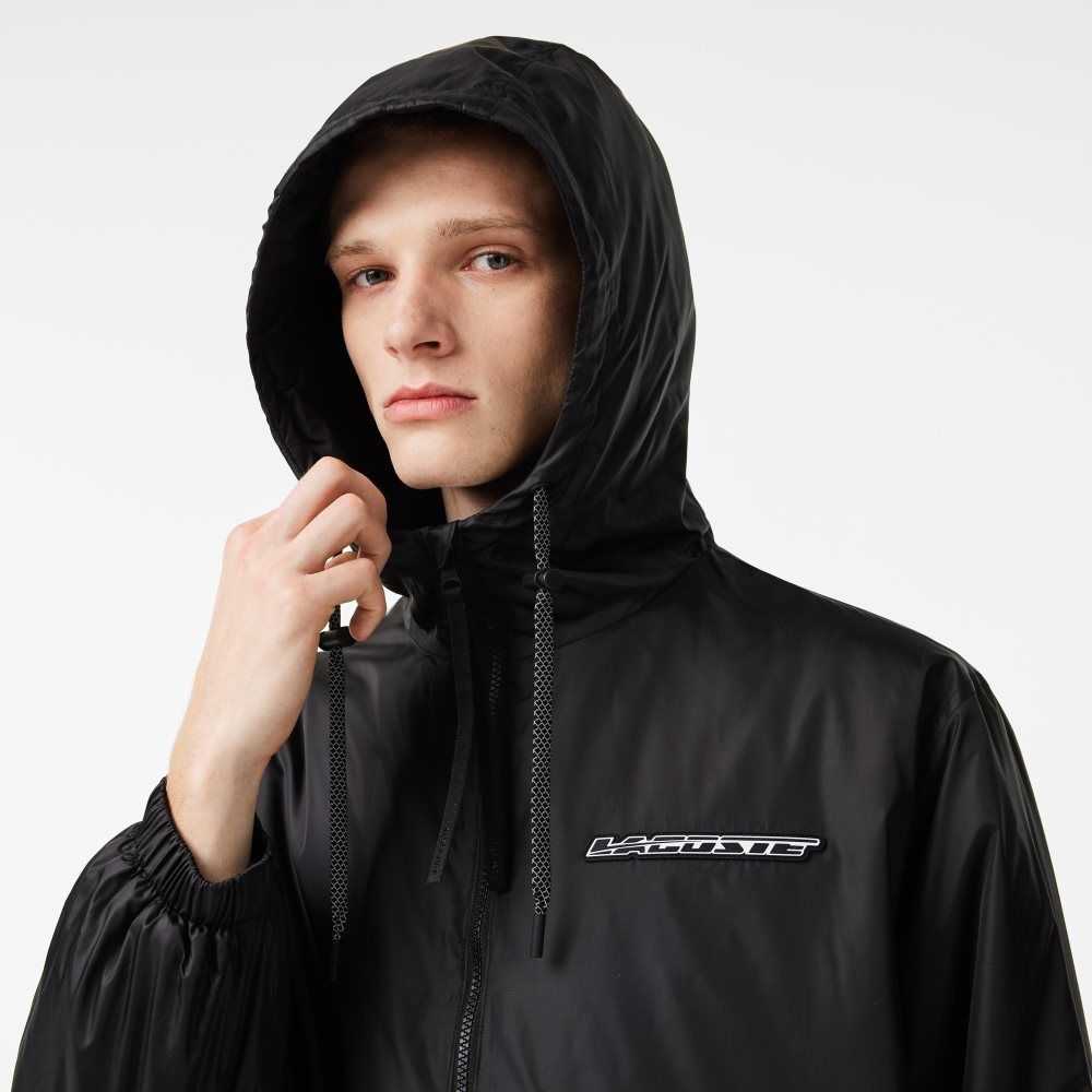 Lacoste Quilted Hooded Jacket Black | QGS-628190