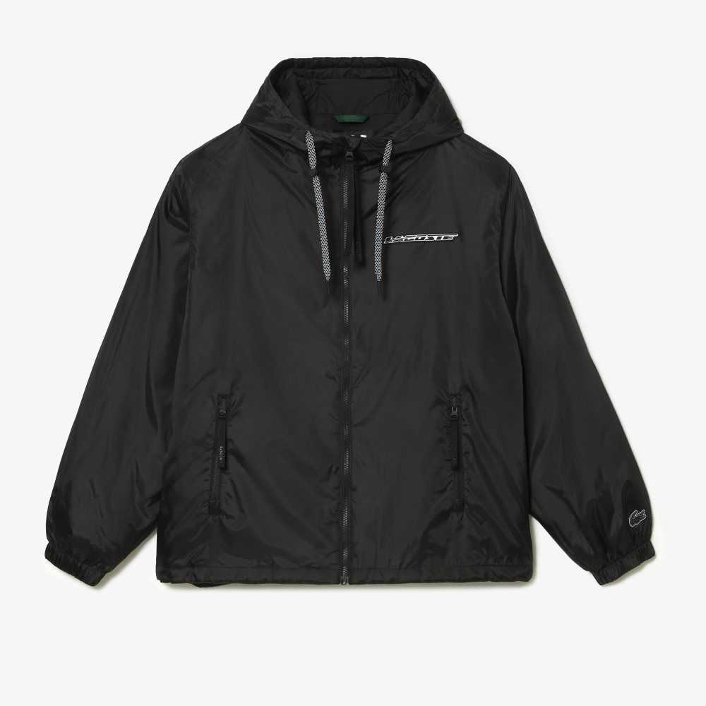 Lacoste Quilted Hooded Jacket Black | QGS-628190