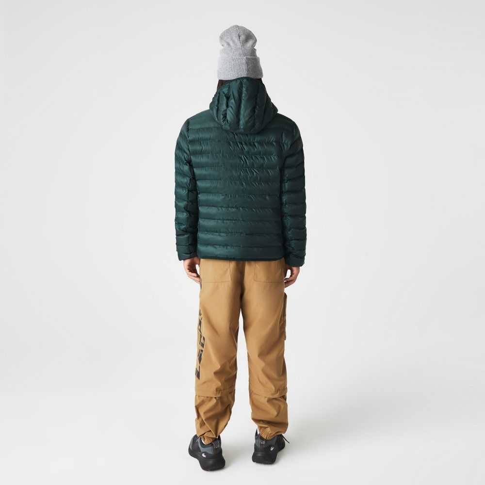 Lacoste Quilted Hooded Jacket Green | XOU-596783