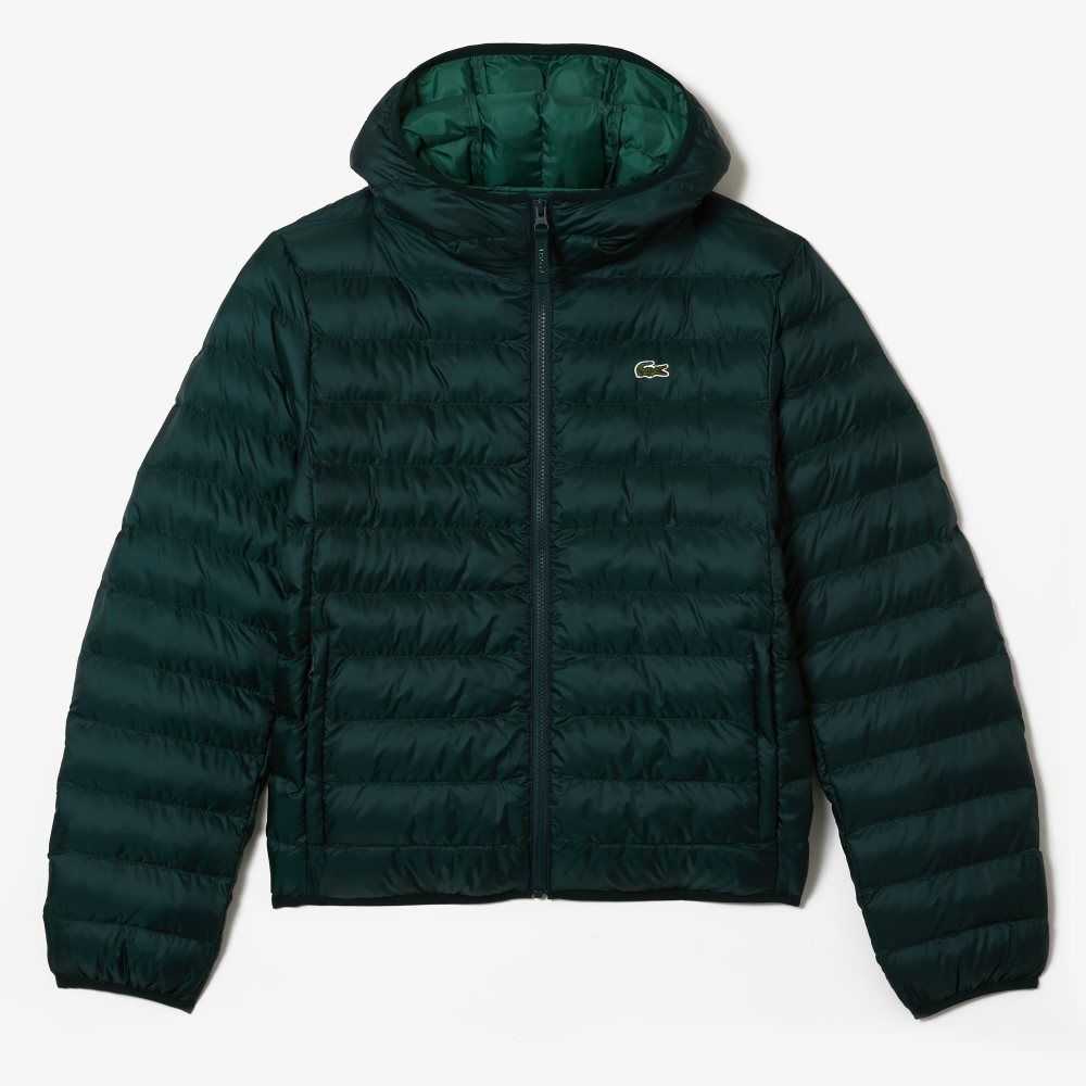 Lacoste Quilted Hooded Jacket Green | XOU-596783