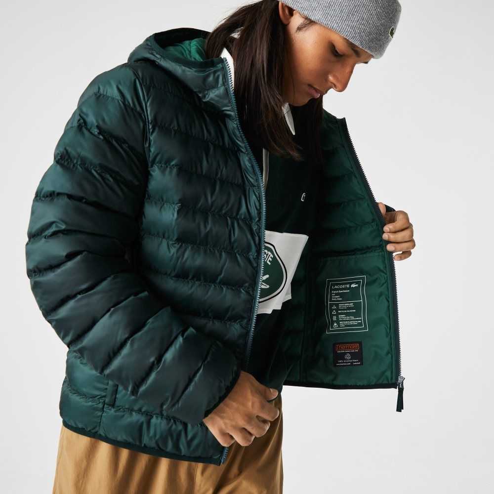 Lacoste Quilted Hooded Jacket Green | XOU-596783