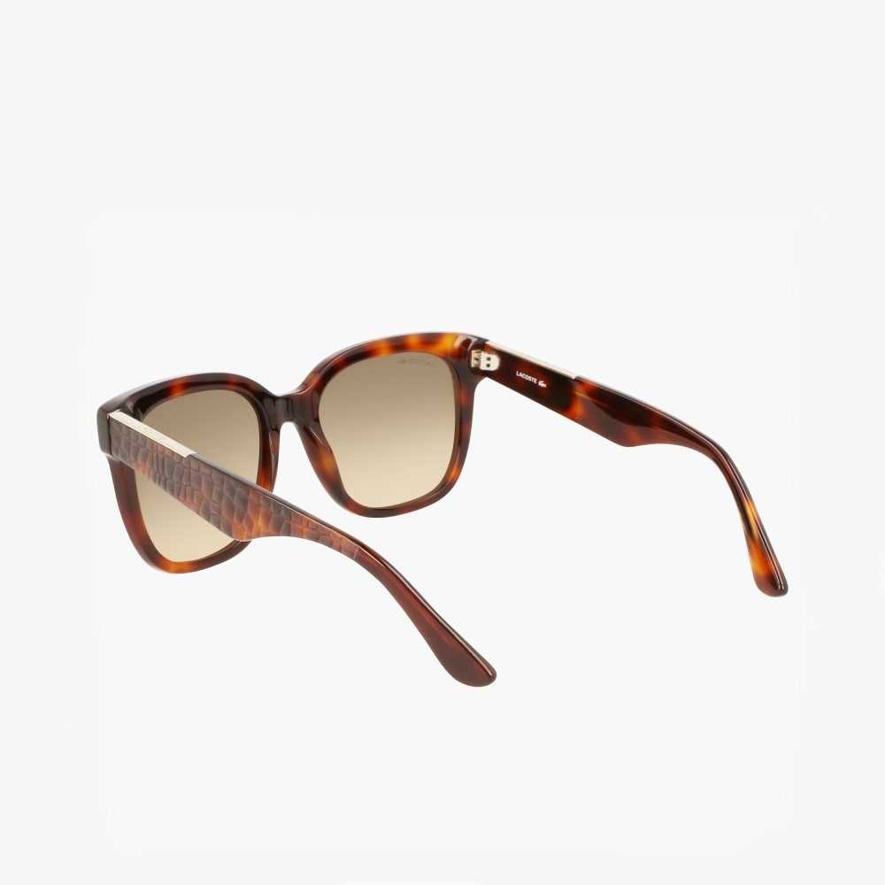 Lacoste Rectangle Acetate Croco Skin Sunglasses Matte Havana | JEP-130648