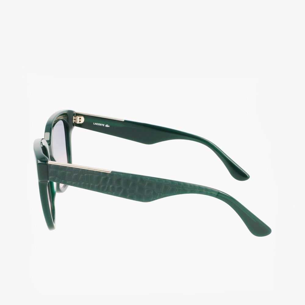 Lacoste Rectangle Acetate Croco Skin Sunglasses Green | MCU-718046