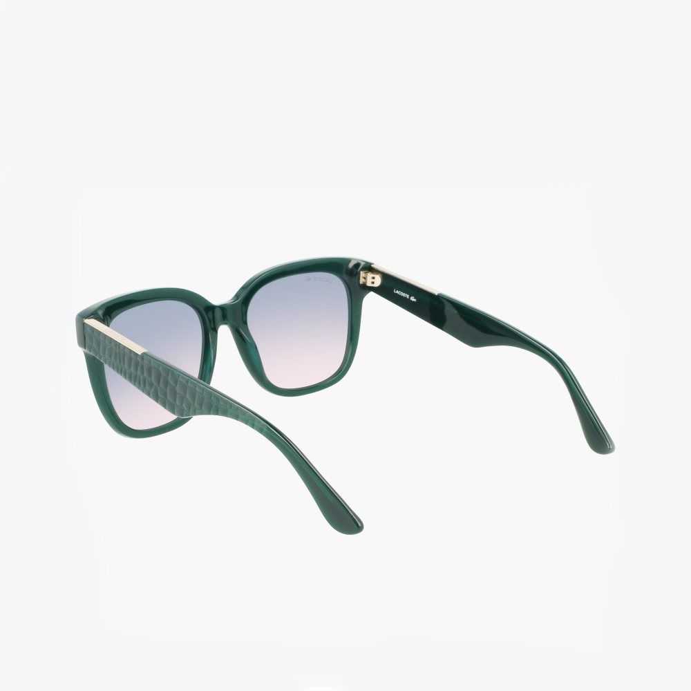 Lacoste Rectangle Acetate Croco Skin Sunglasses Green | MCU-718046