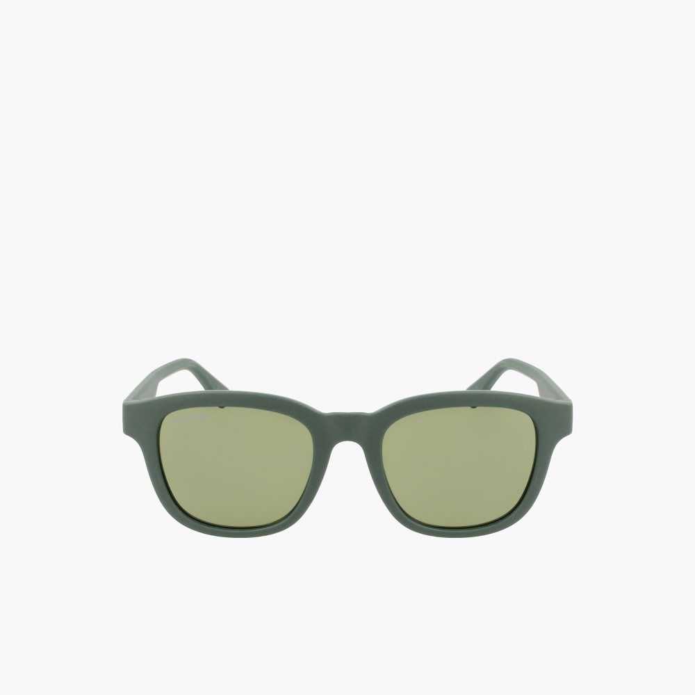 Lacoste Rectangle Active Line Sunglasses Matte Green | CNA-409132