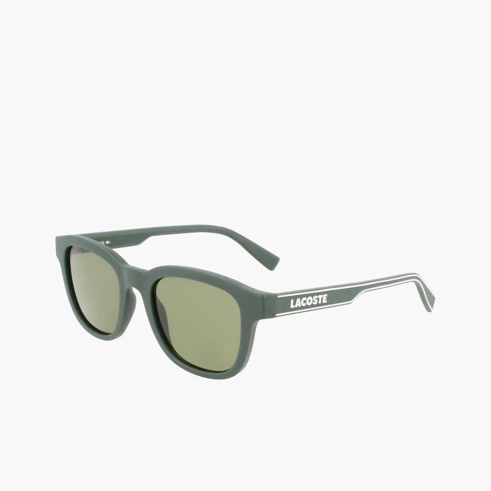 Lacoste Rectangle Active Line Sunglasses Matte Green | CNA-409132