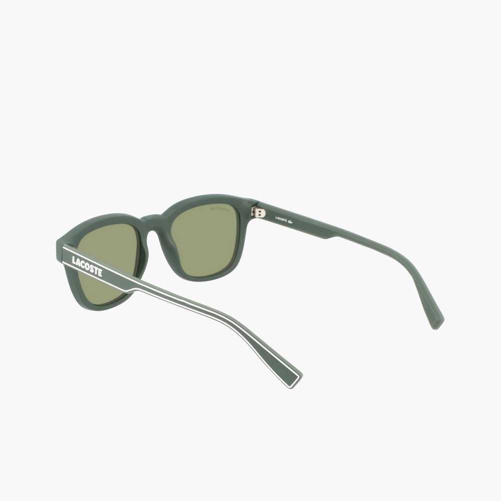 Lacoste Rectangle Active Line Sunglasses Matte Green | CNA-409132