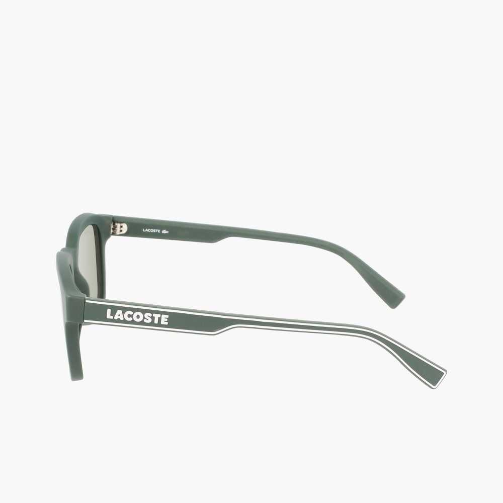 Lacoste Rectangle Active Line Sunglasses Matte Green | UAM-908617