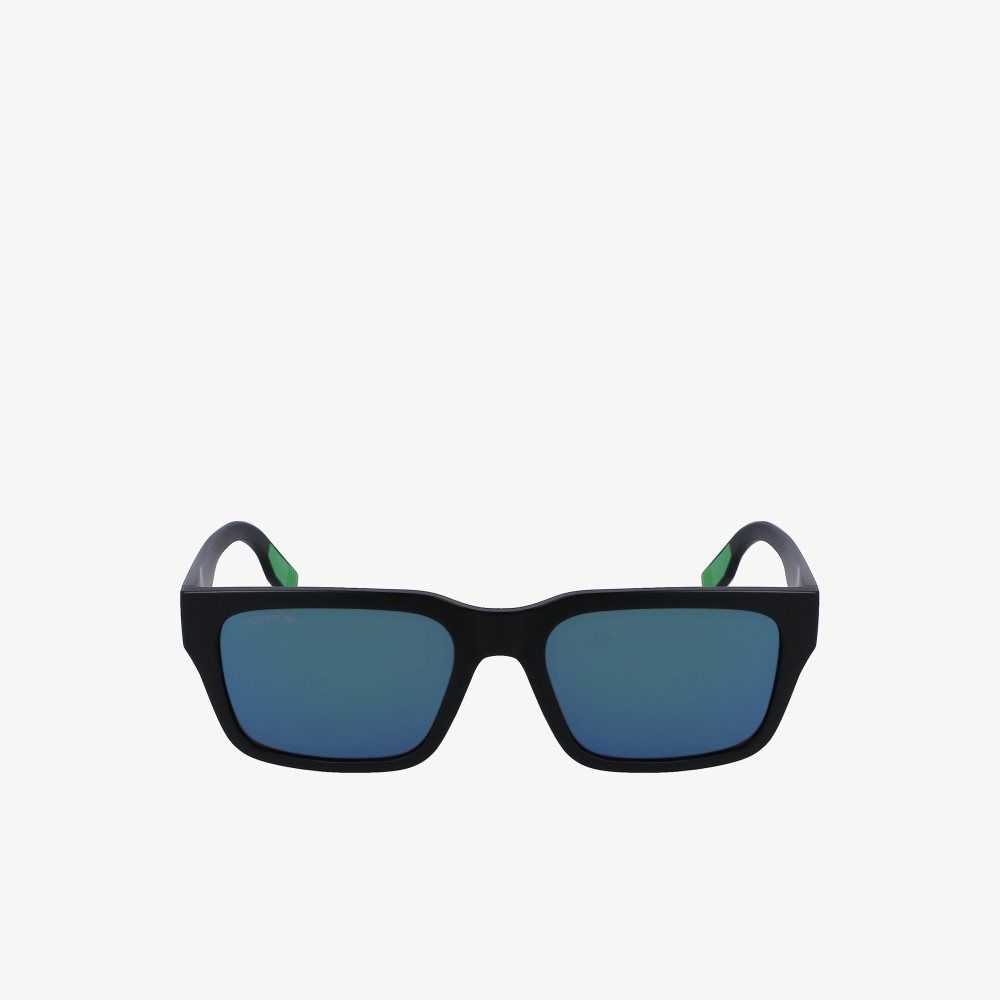 Lacoste Rectangle Active Sunglasses Black/Blue | YEI-428615