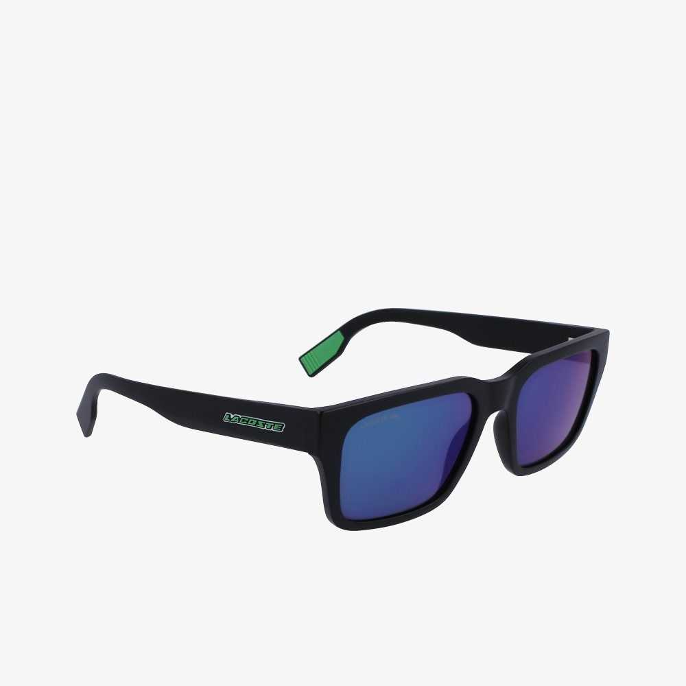 Lacoste Rectangle Active Sunglasses Black/Blue | YEI-428615