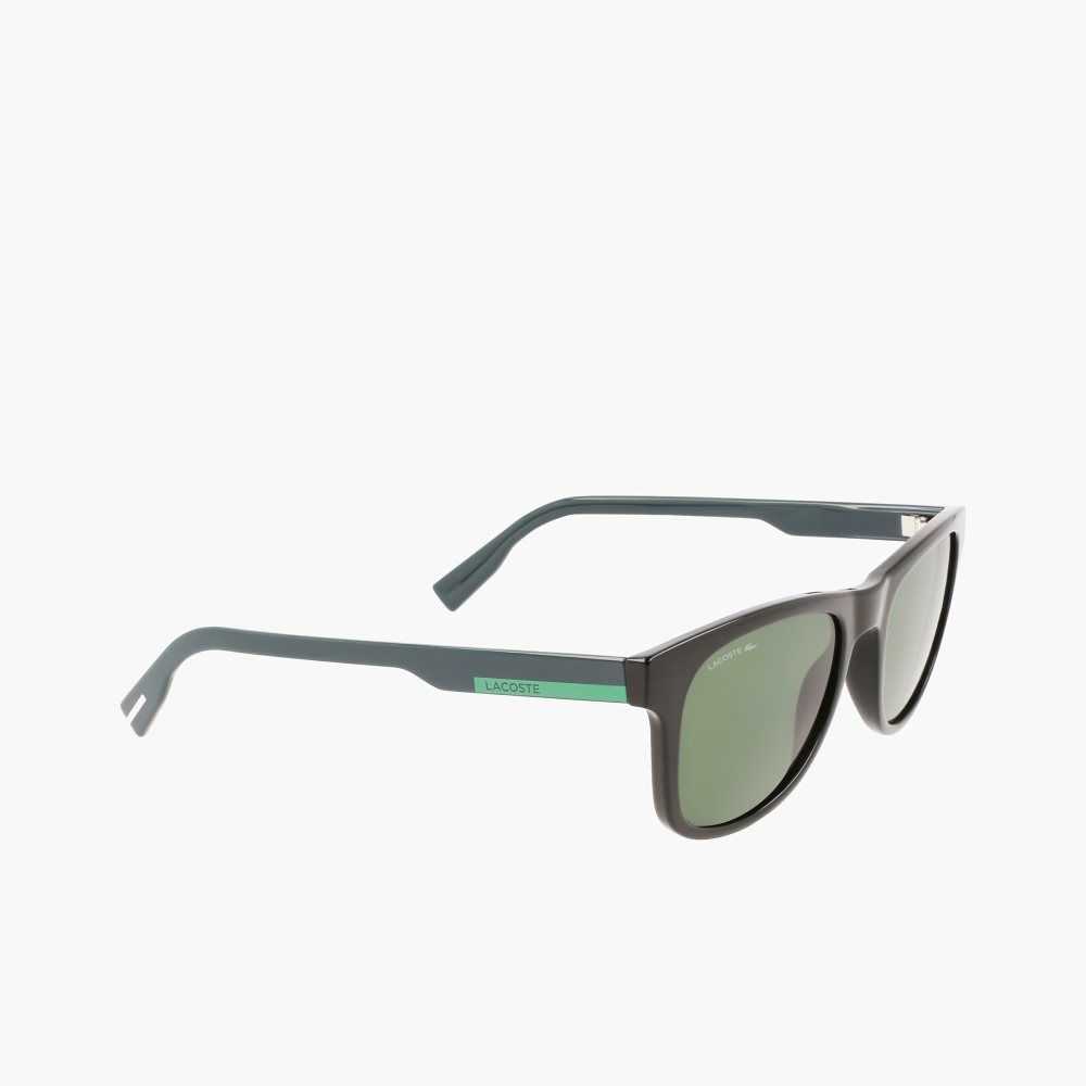 Lacoste Rectangle Color Block Sunglasses Matt Black | ANL-923671