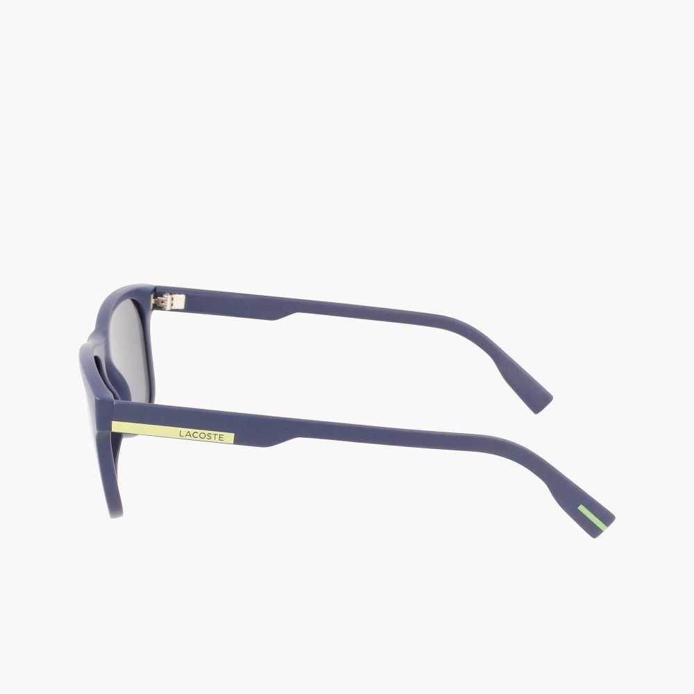 Lacoste Rectangle Color Block Sunglasses Matte Blue | OIP-634270