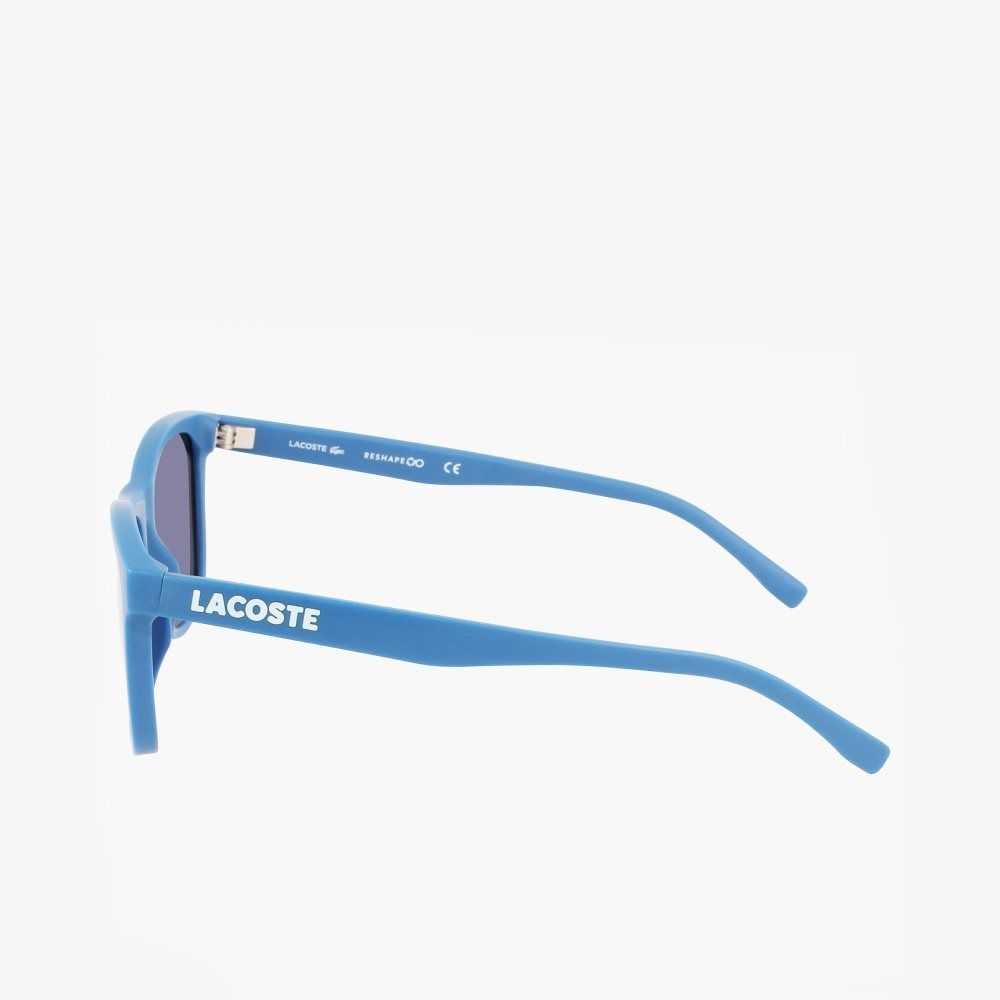 Lacoste Rectangle Recycled PET Injected Beach Pack Sunglasses Matte Medium Blue | GNC-187254