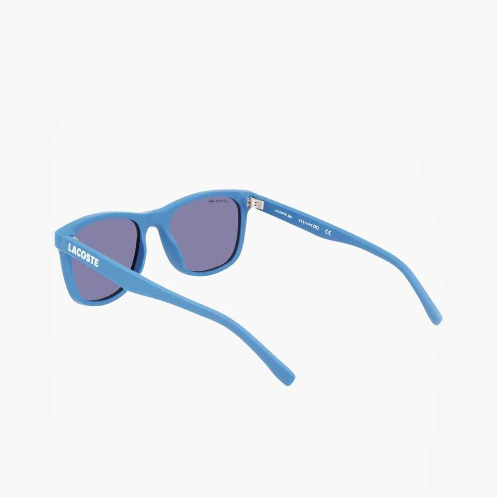 Lacoste Rectangle Recycled PET Injected Beach Pack Sunglasses Matte Medium Blue | GNC-187254