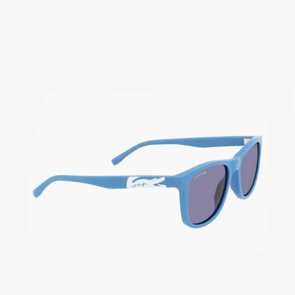 Lacoste Rectangle Recycled PET Injected Beach Pack Sunglasses Matte Medium Blue | GNC-187254