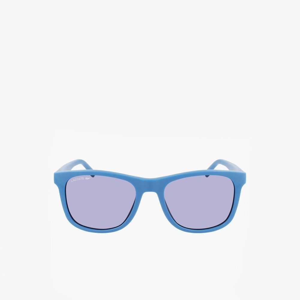 Lacoste Rectangle Recycled PET Injected Beach Pack Sunglasses Matte Medium Blue | GNC-187254