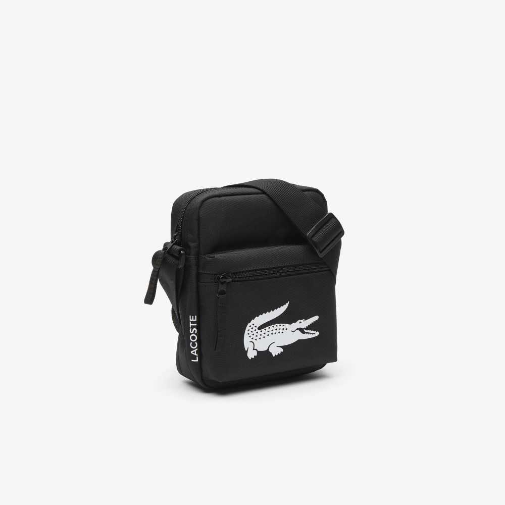 Lacoste Recycled Fiber Shoulder Bag Black | TRG-183497