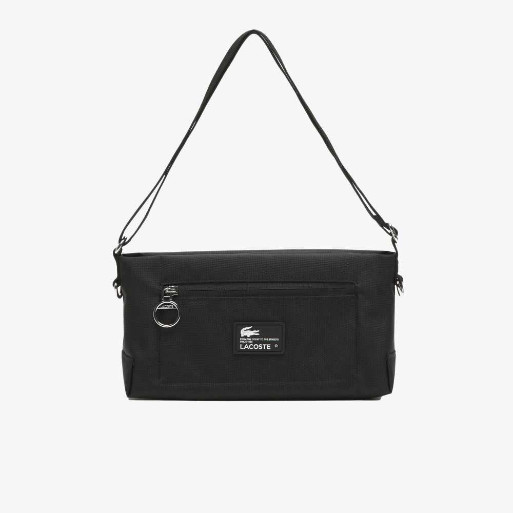 Lacoste Recycled Fiber Zipped Bag Noir Patch | KBT-695271