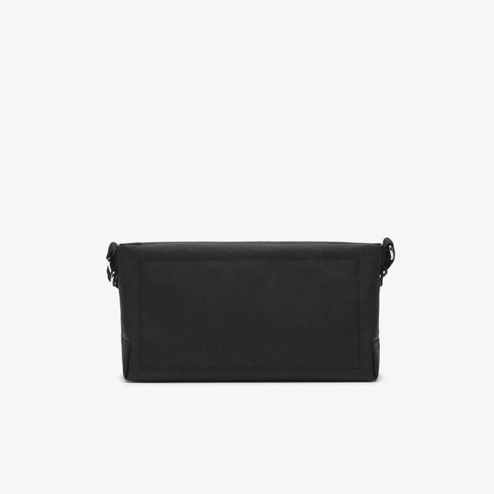 Lacoste Recycled Fiber Zipped Bag Noir Patch | KBT-695271