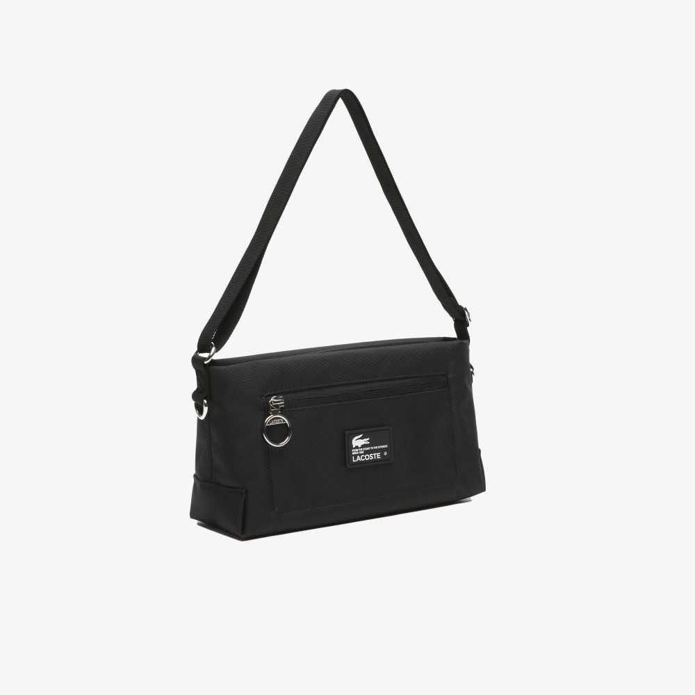 Lacoste Recycled Fiber Zipped Bag Noir Patch | KBT-695271