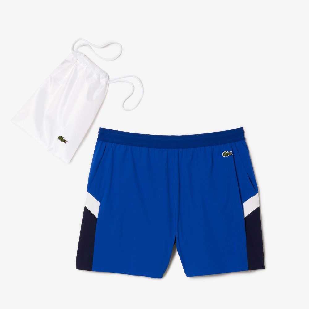 Lacoste Recycled Polyamide Colorblock Swim Trunks Blue / Navy Blue / White | PVI-165723