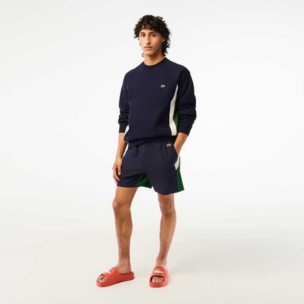 Lacoste Recycled Polyamide Colorblock Swim Trunks Navy Blue / Green / White | QEX-839504