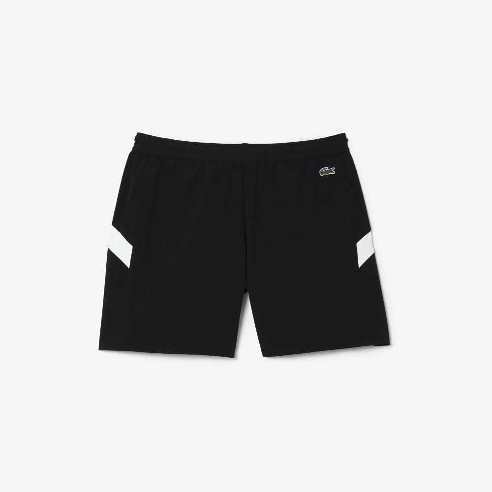 Lacoste Recycled Polyamide Colorblock Swim Trunks Black / White | SOV-215089