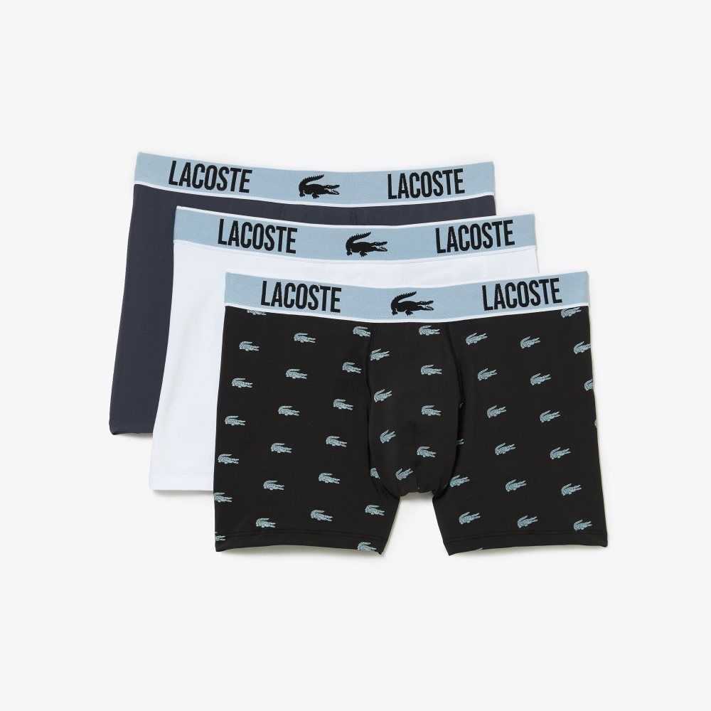 Lacoste Recycled Polyester Jersey Trunk 3-Pack Black / Dark Grey / White | HLN-326897