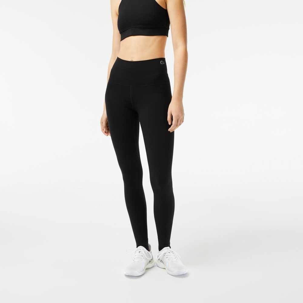 Lacoste Recycled Polyester Tapered Leggings Black | NWY-735124