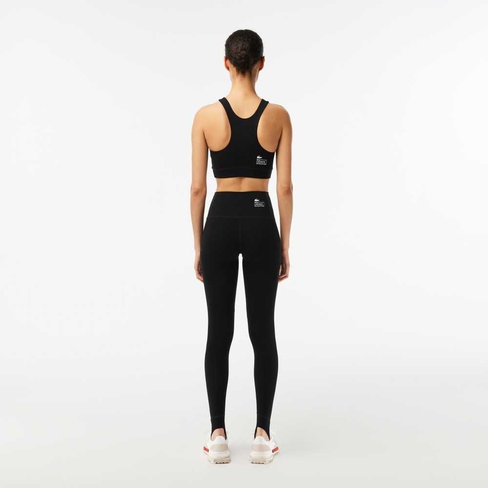 Lacoste Recycled Polyester Tapered Leggings Black | NWY-735124