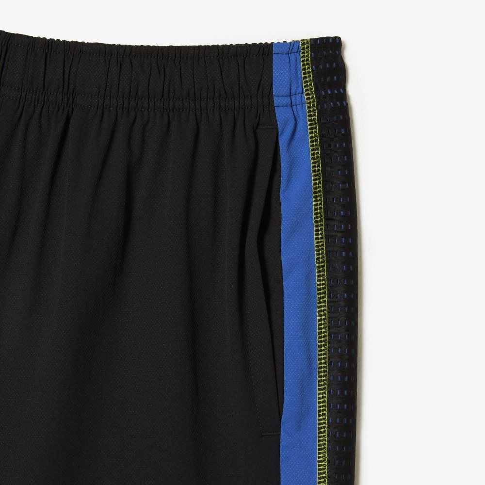 Lacoste Recycled Polyester Tennis Shorts Black / Blue / Yellow | OGX-715284