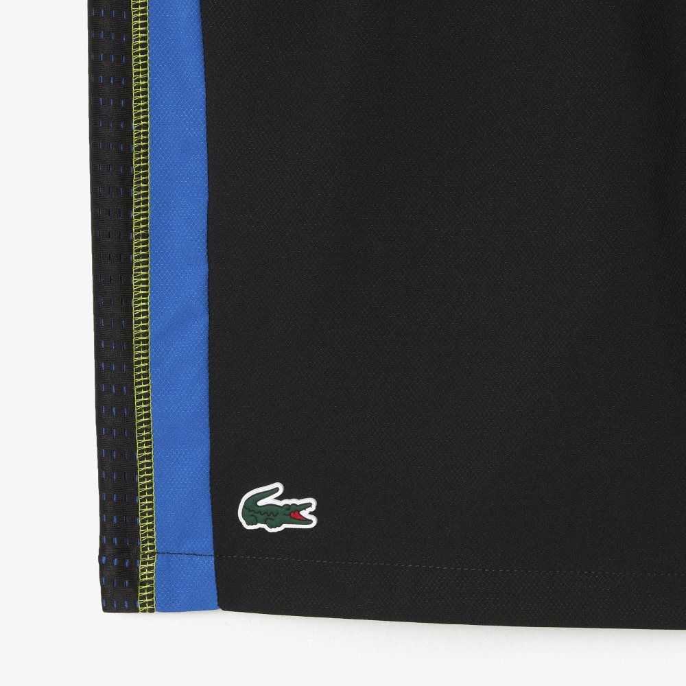 Lacoste Recycled Polyester Tennis Shorts Black / Blue / Yellow | OGX-715284