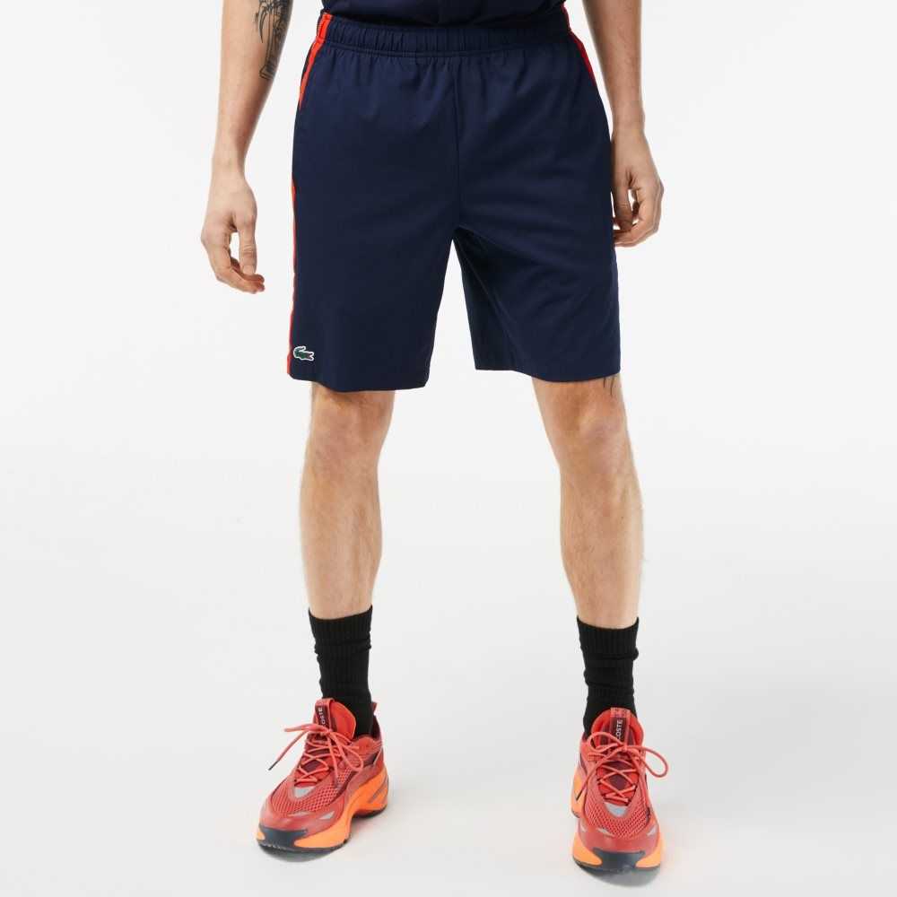 Lacoste Recycled Polyester Tennis Shorts Navy Blue / Red / Orange | UPS-758946