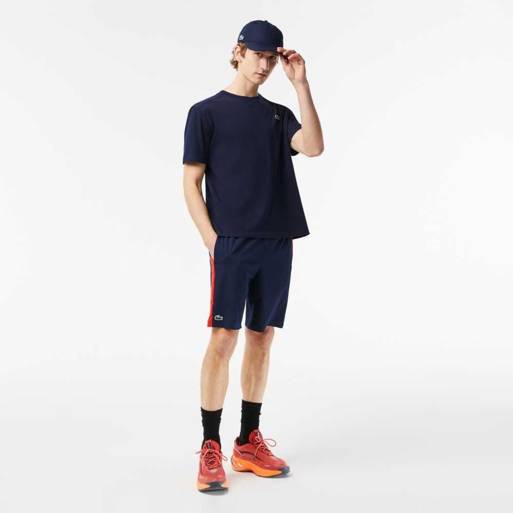 Lacoste Recycled Polyester Tennis Shorts Navy Blue / Red / Orange | UPS-758946