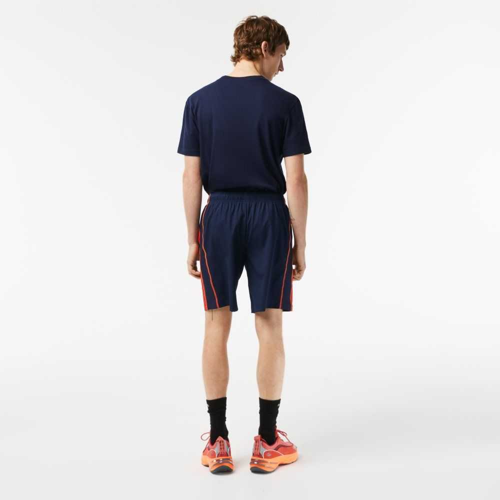 Lacoste Recycled Polyester Tennis Shorts Navy Blue / Red / Orange | UPS-758946