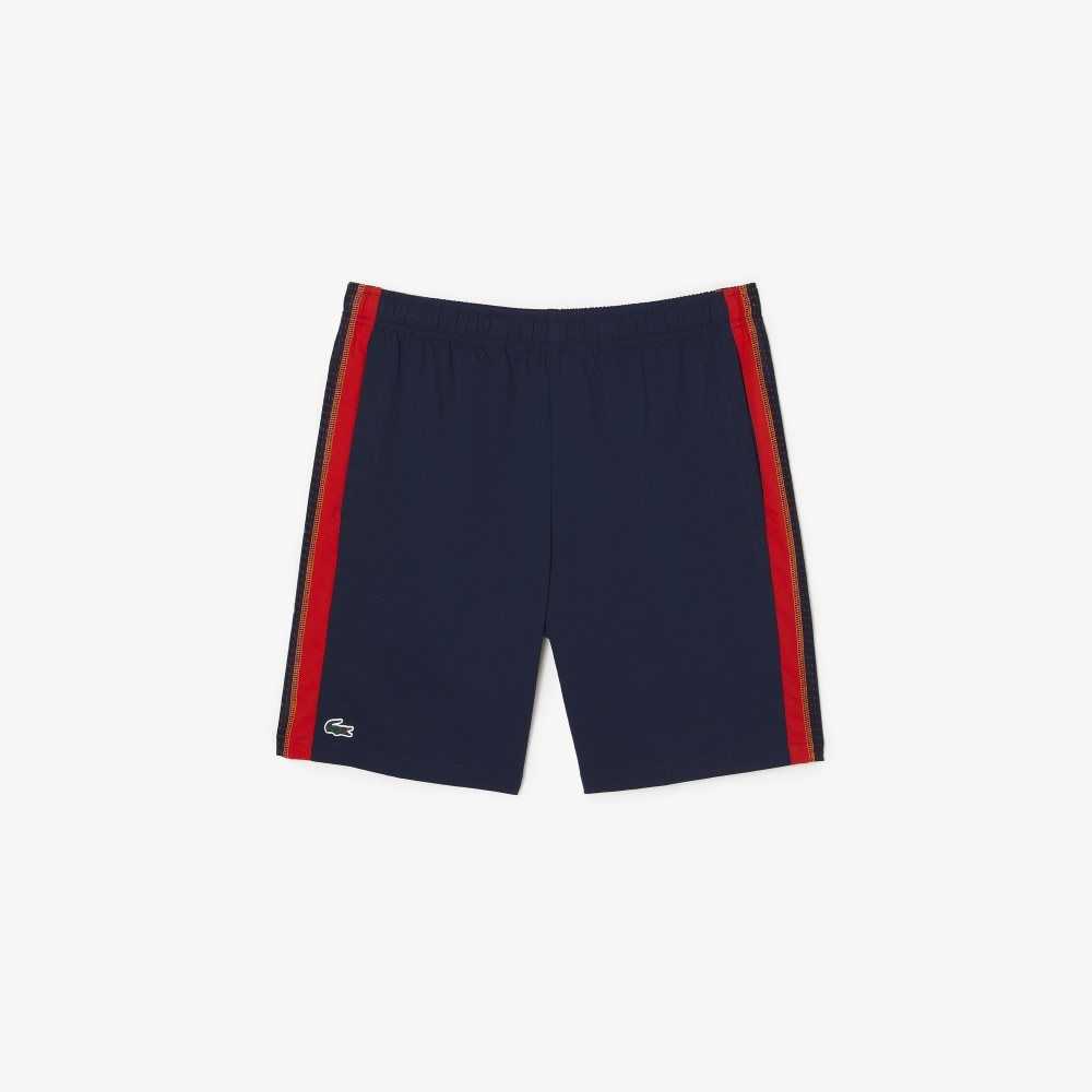 Lacoste Recycled Polyester Tennis Shorts Navy Blue / Red / Orange | UPS-758946