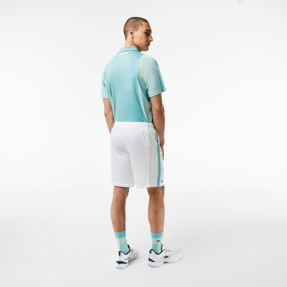 Lacoste Recycled Polyester Tennis Shorts White / Green / Yellow | XCH-563409