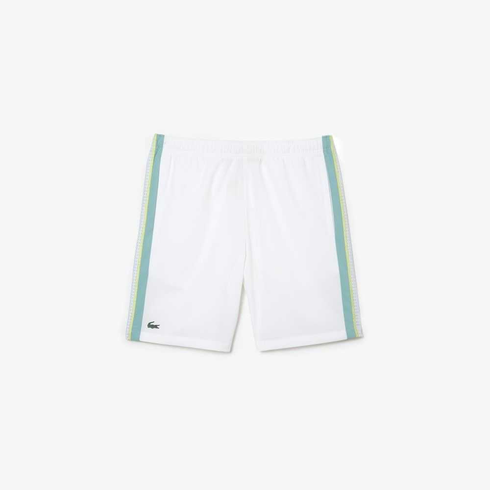 Lacoste Recycled Polyester Tennis Shorts White / Green / Yellow | XCH-563409