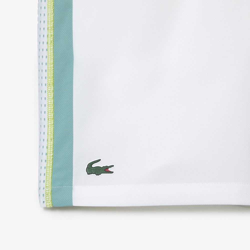 Lacoste Recycled Polyester Tennis Shorts White / Green / Yellow | XCH-563409